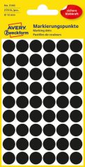 Avery Zweckform 12 mm átmérőjű öntapadó fekete színű jelölő címke, jelölő pötty, jelölő pont
