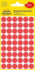 Avery Zweckform 12 mm átmérőjű öntapadó piros színű jelölő címke, jelölő pötty, jelölő pont