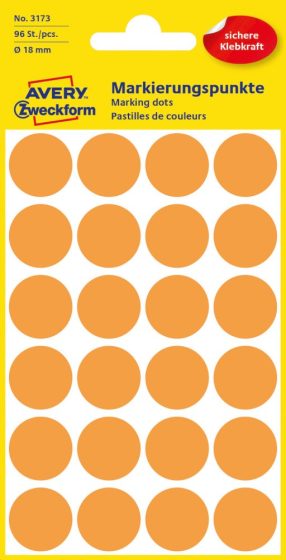 Avery Zweckform 18 mm átmérőjű öntapadó neon narancssárga jelölő címke, jelölő pötty, jelölő pont