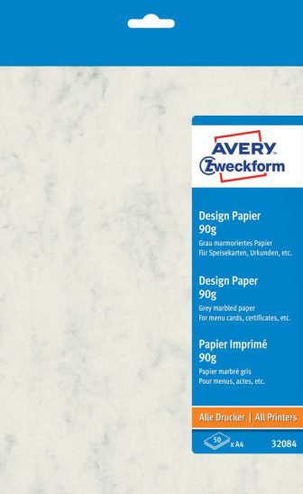 Avery Zweckform No. 32084 univerzális 210 x 297 mm (A4) méretű, 90 g -os szürke színű márványmintás matt papír - 50 ív / csomag (Avery 32084)