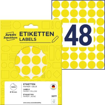 Avery Zweckform 18 mm átmérőjű öntapadó sárga színű jelölő címke, jelölő pötty, jelölő pont Avery Zweckform 18 mm átmérőjű öntapadó sárga színű jelölő címke, jelölő pötty, jelölő pont