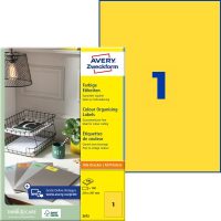 Avery Zweckform 210 x 297 mm méretű, sárga színű nyomtatható öntapadós etikett címke