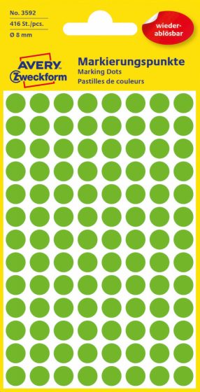 Avery Zweckform 8 mm átmérőjű öntapadó zöld színű jelölő címke, jelölő pötty, jelölő pont