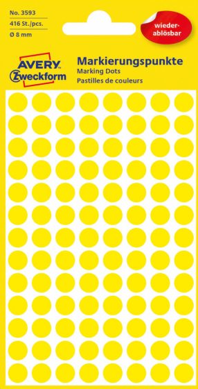 Avery Zweckform 8 mm átmérőjű öntapadó sárga színű jelölő címke, jelölő pötty, jelölő pont