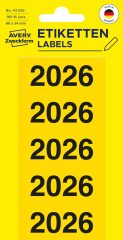   Avery Zweckform No. 43-226 sárga színű 60 x 24 mm méretű, 2026-os évszámmal előre megnyomtatott, öntapadó címke, permanens ragasztóval - kiszerelés: 100 címke / 20 ív