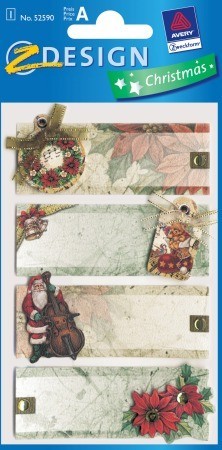 Avery Zweckform Z-Design No. 52590 karácsonyi kollázs matrica - télapó és ajándékok motívumokkal - kiszerelés: 1 ív / csomag (Avery Z-Design 52590)