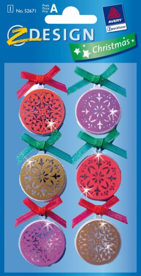 Avery Zweckform Z-Design No. 52670 karácsonyi csillogó kollázs matrica - karácsonyi díszek mintával - kiszerelés: 1 ív / csomag (Avery Z-Design 52670)