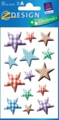   Avery Zweckform Z-Design No. 52743 karácsonyi papír matrica - színes kockás mintás csillagok mintával - kiszerelés: 3 ív / csomag (Avery Z-Design 52743)