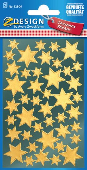 Avery Zweckform Z-Design No. 52806 magasfényű, öntapadó fólia matrica - arany színű csillagokkal - kiszerelés: 2 ív / csomag (Avery Z-Design 52806)