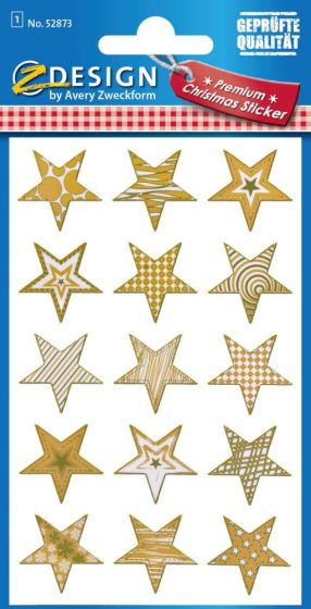 Avery Zweckform Z-Design No. 52873 öntapadó karácsonyi fólia matrica - arany színű csillagok motívumokkal - kiszerelés: 1 ív / csomag (Avery Z-Design 52873)