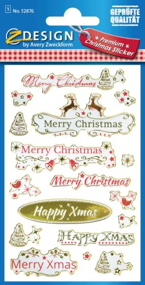 Avery Zweckform Z-Design No. 52876 öntapadó karácsonyi fólia matrica - Merry Christmas felirattal - kiszerelés: 1 ív / csomag (Avery Z-Design 52876)