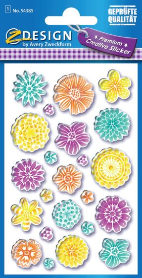 Avery Zweckform Z-Design No. 54385 magasfényű, öntapadó papír matrica - színes virágok motívumokkal - kiszerelés: 1 ív / csomag (Avery Z-Design 54385)