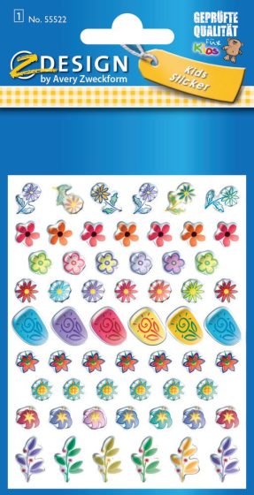 Avery Zweckform Z-Design No. 55522 kristály 3D matrica - különböző színű virág mintával - kiszerelés: 1 ív / csomag (Avery Z-Design 55522)