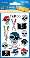 Avery Zweckform Z-Design No. 56632 öntapadó tetoválás matrica kalóz koponyák és kardok motívumokkal.