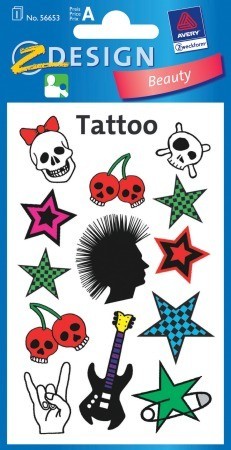 Avery Zweckform Z-Design No. 56653 tattoo (tetoválás) matrica punk motívumokkal - 1 ív / csomag (Avery Z-Design 56653)