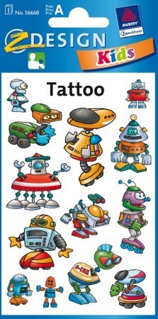 Avery Zweckform Z-Design No. 56668 tattoo (tetoválás) matrica robotok motívumokkal - 1 ív / csomag (Avery Z-Design 56668)