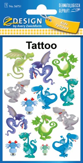 Avery Zweckform Z-Design No. 56751 öntapadó tetoválás matrica vicces sárkányok motívumokkal.
