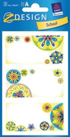 Avery Zweckform Z-Design No. 59647 papír matrica iskolai füzetekre - színes mandala motívumokkal - kiszerelés: 3 ív / csomag (Avery Z-Design 59647)