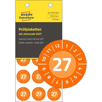 Avery Zweckform 6943-2027 felülvizsgálati címke 2027-es évszámmal Avery Zweckform 6943-2027 felülvizsgálati címke 2027-es évszámmal
