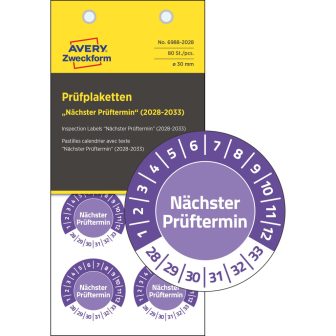 Avery Zweckform 6988-2028 felülvizsgálati címke 2028-2033-as évszámmal