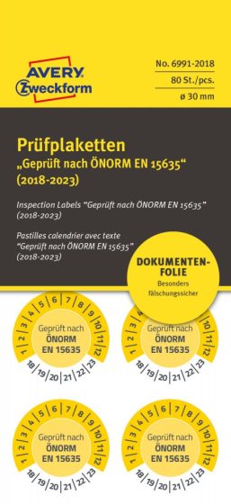 Avery Zweckform 6991-2018 hitelesítő címke 2018-2023-as évszámmal