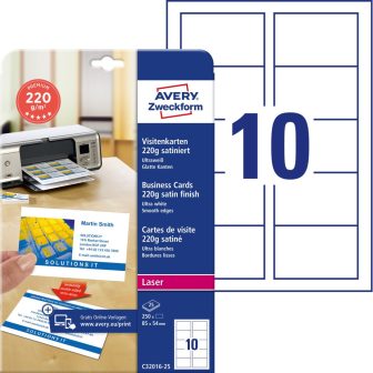 Avery Zweckform C32016-25 névjegykártya sima élekkel