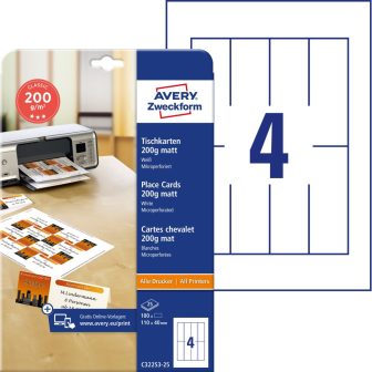 Avery Zweckform C32253-25 ültetőkártya mikroperforált élekkel Avery Zweckform C32253-25 ültetőkártya mikroperforált élekkel