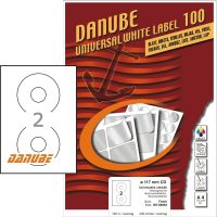   Danube MT-90993 univerzális 117 mm átmérőjű fehér öntapadó CD etikett címke A4 -es íven (kiszerelés: 200 etikett címke / doboz - 100 ív / doboz) (Danube LCJ-099)