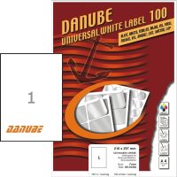   Danube MT-91063 univerzális 210 x 297 mm méretű fehér öntapadó etikett címke A4 -es íven (kiszerelés: 100 etikett címke / doboz - 100 ív / doboz) (Danube LCJ-106)