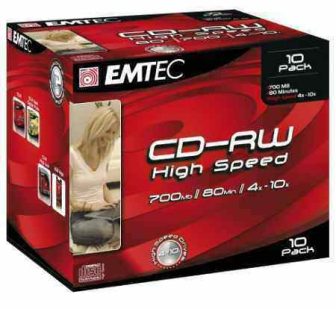 Emtec CD-RW - 80 min 700 MB 4-10x újraírható CD lemez normál tokban - kiszerelés 10 darab / doboz