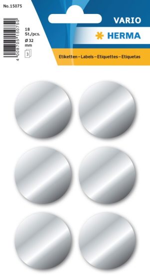 Herma 32 mm átmérőjű öntapadó ezüst színű dekorációs matrica, dekorációs címke