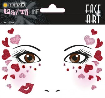 Herma Face Art No. 15309 öntapadó arc matrica "Love" motívumokkal.