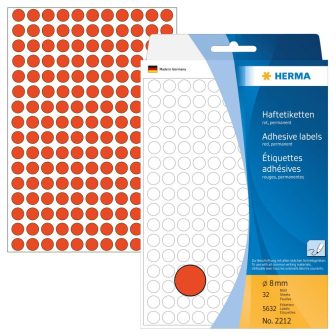 Herma 8 mm átmérőjű öntapadó piros színű jelölő címke, jelölő pötty, jelölő pont