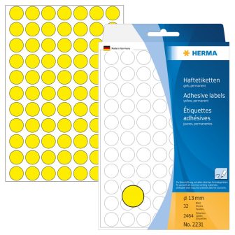 Herma 13 mm átmérőjű öntapadó sárga színű jelölő címke, jelölő pötty, jelölő pont