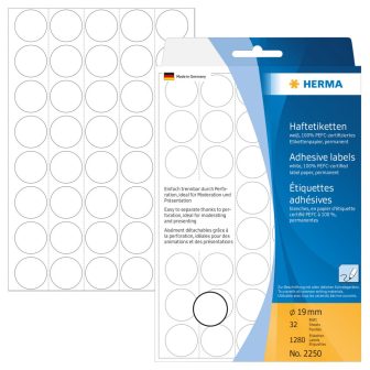 Herma 19 mm átmérőjű öntapadó fehér színű jelölő címke, jelölő pötty, jelölő pont