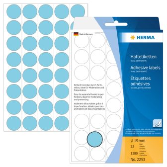 Herma 19 mm átmérőjű öntapadó kék színű jelölő címke, jelölő pötty, jelölő pont
