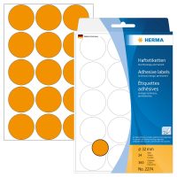 Herma 32 mm átmérőjű öntapadó neon narancssárga színű jelölő címke, jelölő pötty, jelölő pont