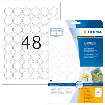 Herma 4387 nyomtatható kör alakú öntapadós visszaszedhető etikett címke